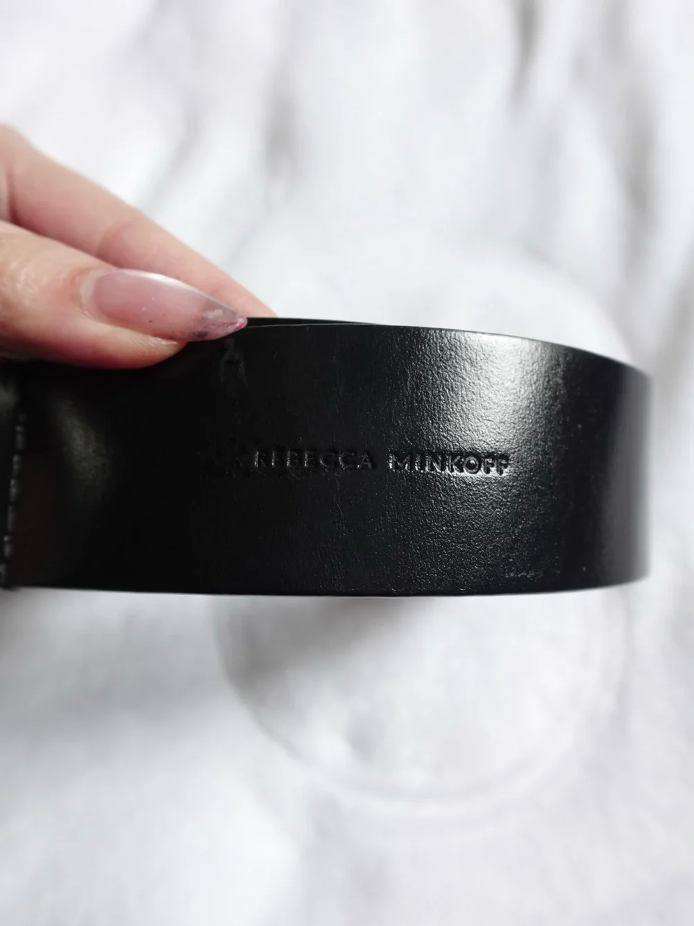 Rebecca Minkoff Black Polished Silver 38 mm Belt Women's Size XS